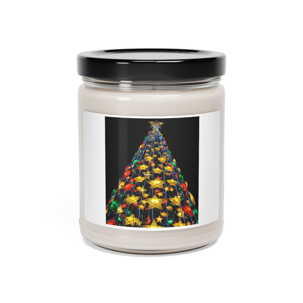" Colorful Christmas Tree " Design Scented Soy Candle, 9oz Birthday Gifts Holiday Gift White Sage Clean Cotton Lavender Sea Salt Scent