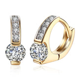 Baby Cut Square Huggie Earring in 18K Gold Plated with Austrian Crystals