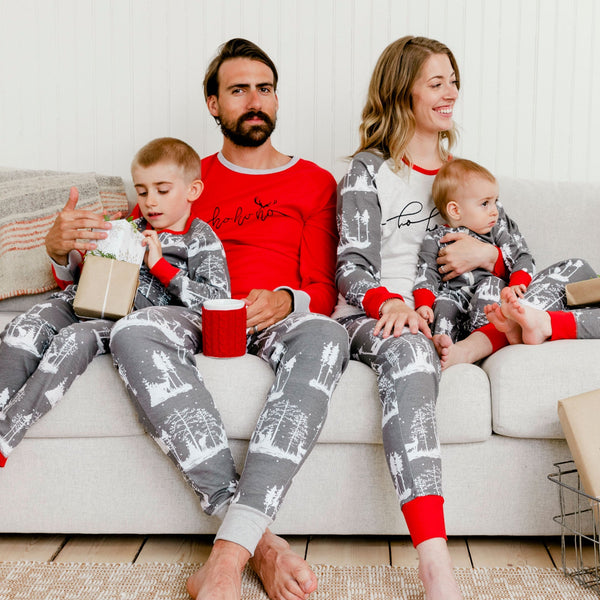 Organic Cotton Christmas Family Two Piece Printed Pajama Set For Dad