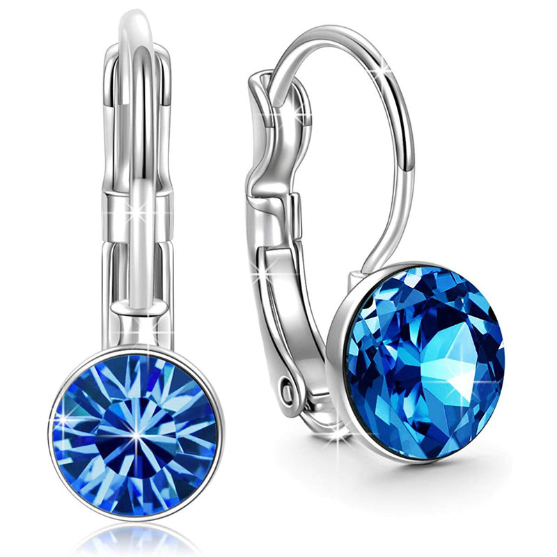 Sapphire Mini Baby Leverback 0.8" Earring in 18K White Gold Filled
