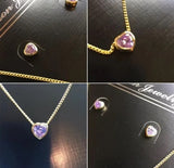 New Purple Crystal Gemstone Necklace Earrings Set. Women's Fashion Jewelry - Findsbyjune.com