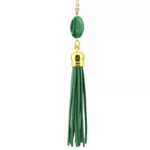 NWT New Long Tassel Necklace w/ Oval Gemstone. Women's Fashion Jewelry