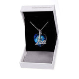Classic Blue Love Heart Necklace in 14K White Gold Plating