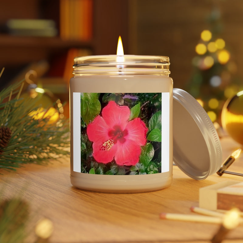 " Gumamela Flower " Design Scented Candles, 9oz Holiday Gift Birthday Gift Comfort Spice Scent, Sea Breeze Scent, Vanilla Bean Scent Home Decor