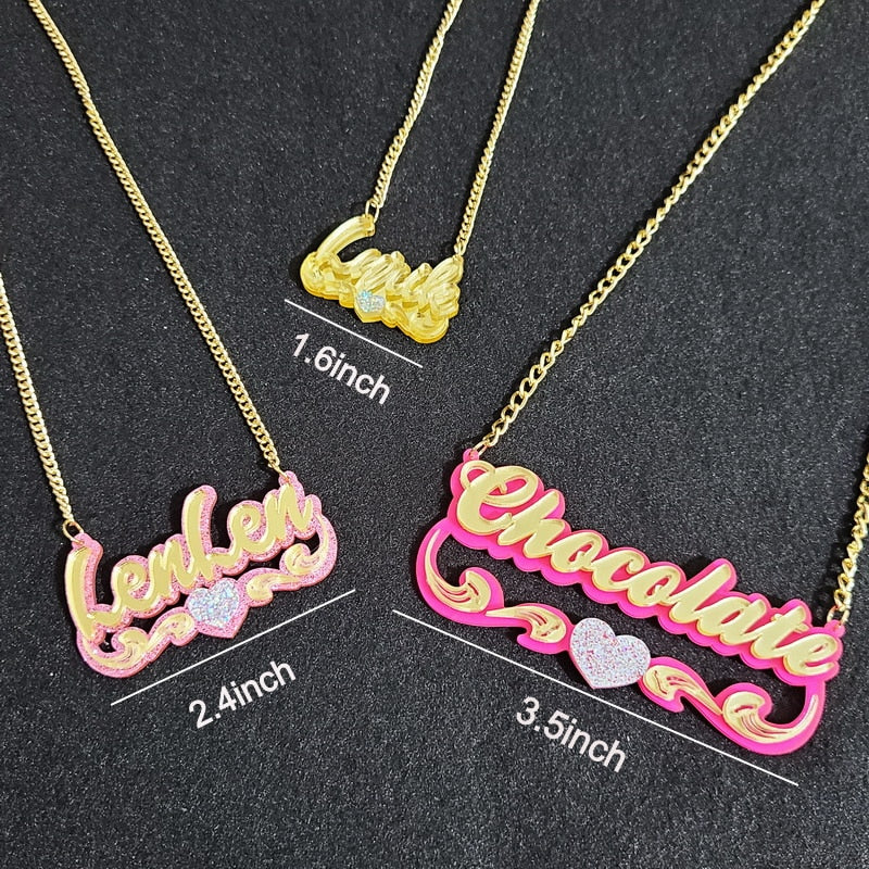 Acrylic Made Little Kids Personalized Nameplates Pendant Necklace
