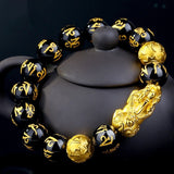 2PCS Obsidian Stone Beads Bracelet Pixiu Bracelet Black Wealth Bracelet Feng shui Bracelets Luck Bracelet for Women Men