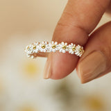 Vintage Daisy Rings For Women Cute Flower Ring Adjustable Open Cuff Wedding Engagement Rings Female Jewelry