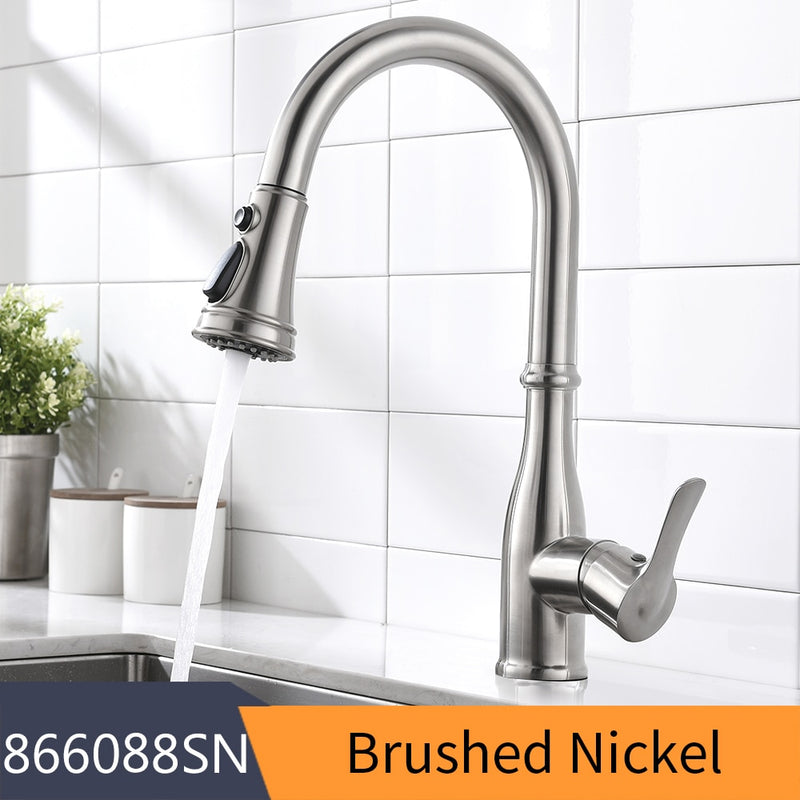 Gold Kitchen Faucets Silver Single Handle Pull Out Kitchen Tap Single Hole Handle Swivel Degree Water Mixer Tap Mixer Tap