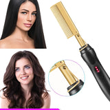 Copper Hot Comb Straightener for Wigs Afro Hair Heating Comb Straightening Brush Electric Pressing Comb Curler Hair Straightener