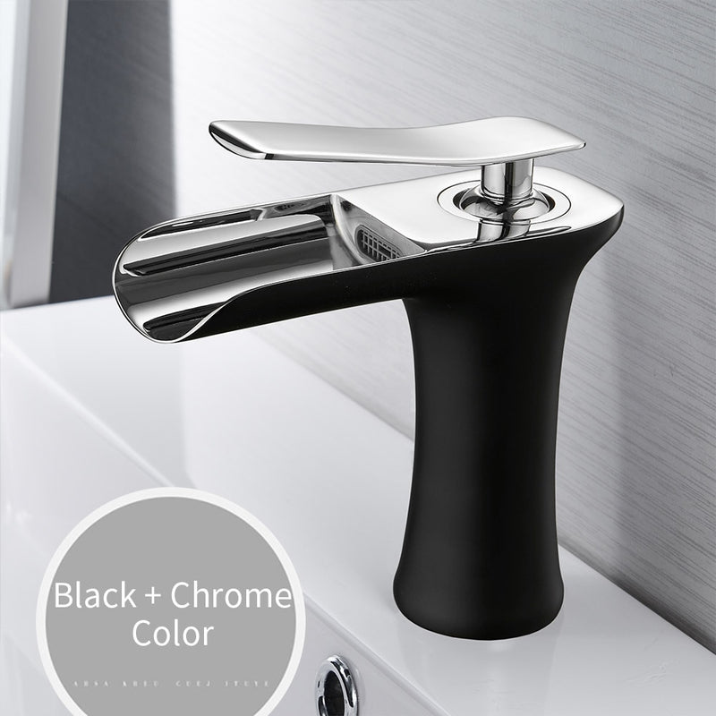 Basin Faucets Waterfall Bathroom Faucet Single handle Basin Mixer Tap Bath Antique Faucet Brass Sink Water Crane Silver