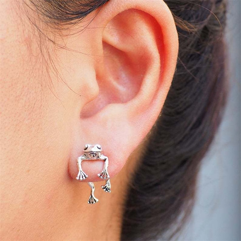 Cute Frog Earrings For Women Girls Animal Gothic Stud Earrings Piercing Female Korean Jewelry