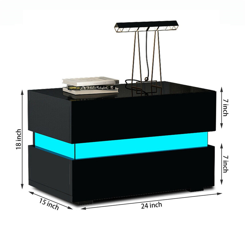 RGB LED Nightstand Coffee Table Magazine Bed side Table Cabinet Storage Bedside Table Bedroom Home Furniture Bedroom Decoration