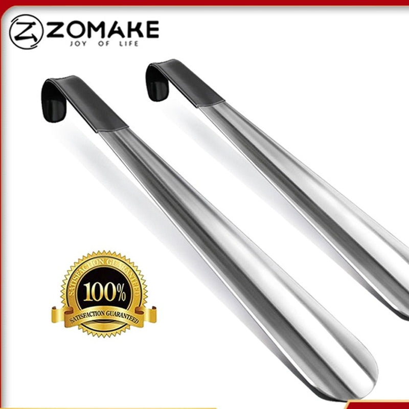 Zomake 2pcs Long Handled Shoe Horn Leather Shoehorn Metal Long No Bending Shoe Spoon Home Tools For Pregnant Backache Eldery