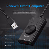 External USB Sound Card Stereo Mic Speaker Headset Audio Jack 3.5mm Cable Adapter Mute Switch Volume Adjustment Free Drive