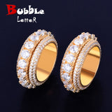 Rotating Men Ring Copper Charm Gold Color Cubic Zircon Fashion Hip-Hop Jewelry