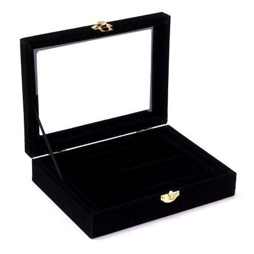Velvet Wooden Earring Ring Holder Jewelry Box Rings  Tray Holder Jewelry Storage Box Jewelry Display Organizer Storage Boxes