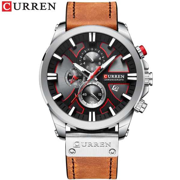 CURREN Men's Watch Leather Brand Luxury Quartz Clock Fashion Chronograph Wristwatch Male Sport Military