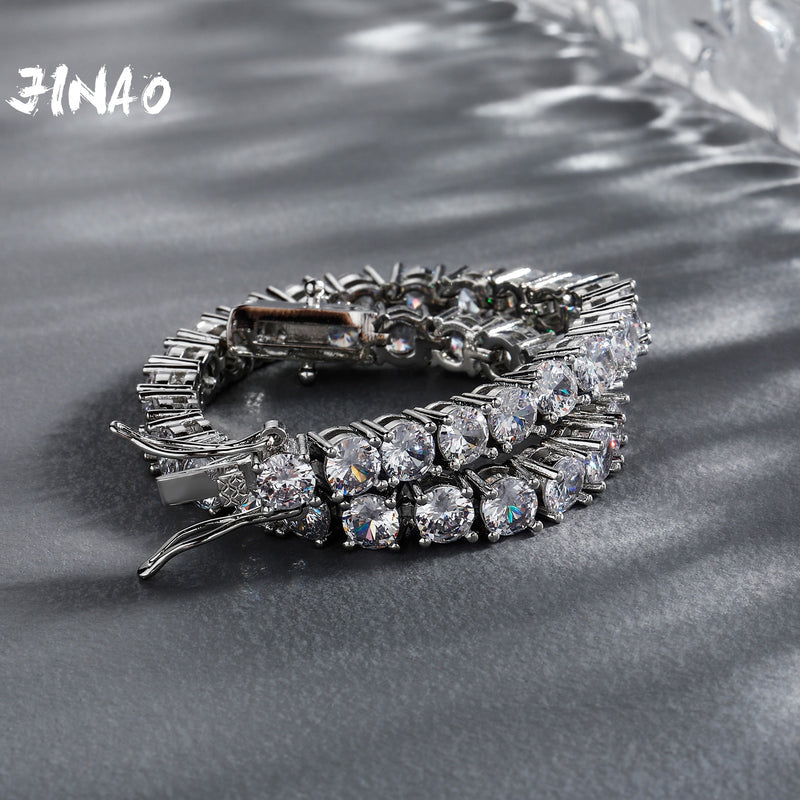 JINAO 3mm 5mm 1 Row Gold Silve Color Bracelet Micro Pave AAA Cubic Zirconia All Iced Out Box Chain Bling CZ Stones Bracelet Gift