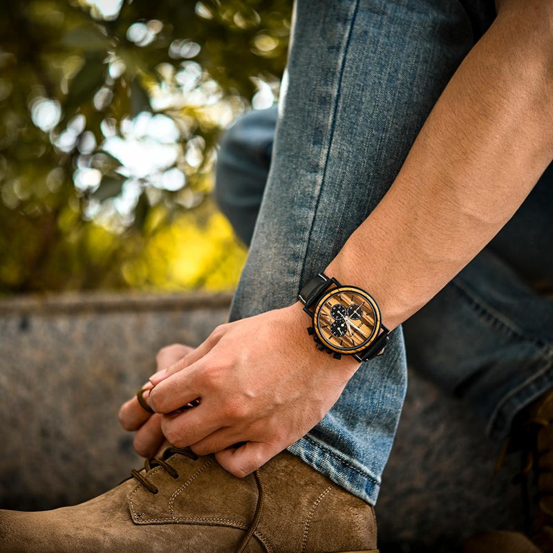 BOBO BIRD Men Watch Wood Watches Women Timepieces Chronograph Military Quartz Wristwatches