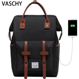 VASCHY Men Backpack Anti Theft 15.6 Inch Laptop Backpack With USB Charger Women Travel Daypacks SchoolBag Teens Leisure Backpack