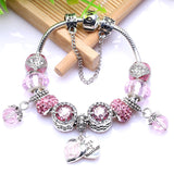 High Quality Rose Gold Crystal Charm Bracelets For Women With Pink Leaves Bracelets Bangles Fashion Jewelry Gift - Findsbyjune.com