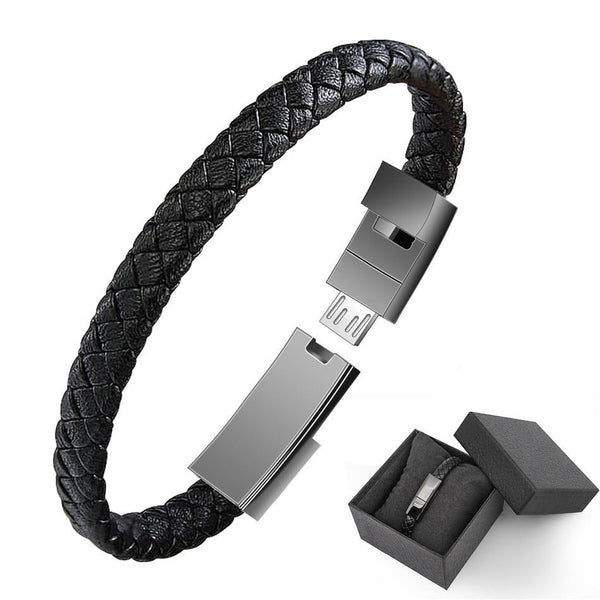 3pcs Leather Mini USB Bracelet Data Charging Cable