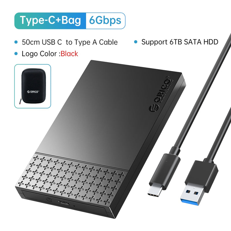 ORICO Type-C External Hard Drive Case SATA to USB3.1 HDD Enclosure for 2.5 & 39 HDD SSD 6Gbps Speed Support UASP