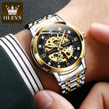 OLEVS Watch for Men Skeleton Luxury Waterproof Luminous Stainless Steel Automatic Mechanical Watch Male Wrist Watch