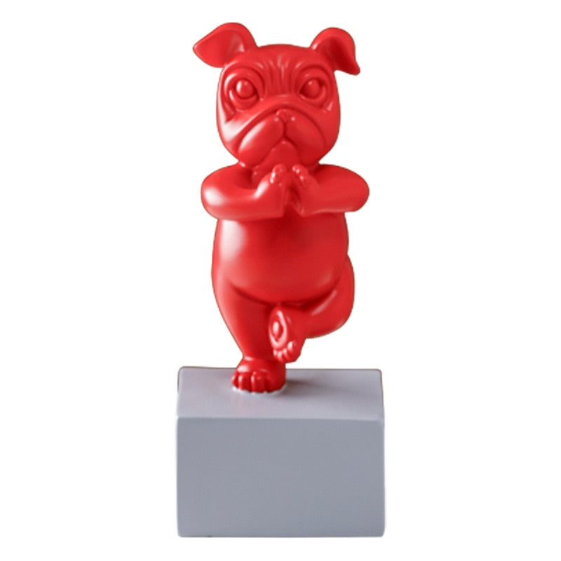 Lovely Yoga French Bulldog Statue Resin Figurines Nordic Creative Cartoon Animals Sculpture Children Room Decor Crafts