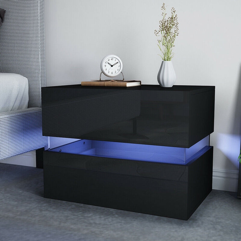 RGB LED Nightstand Coffee Table Magazine Bed side Table Cabinet Storage Bedside Table Bedroom Home Furniture Bedroom Decoration