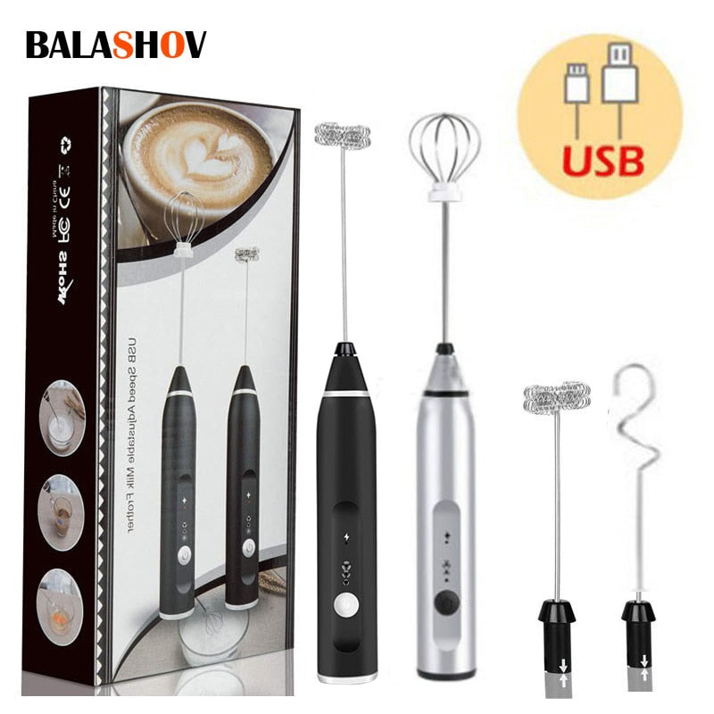 Electric Milk Frothers Handheld Wireless Blender USB Mini Coffee Maker Whisk Mixer Cappuccino Cream Egg Beater Food Blender