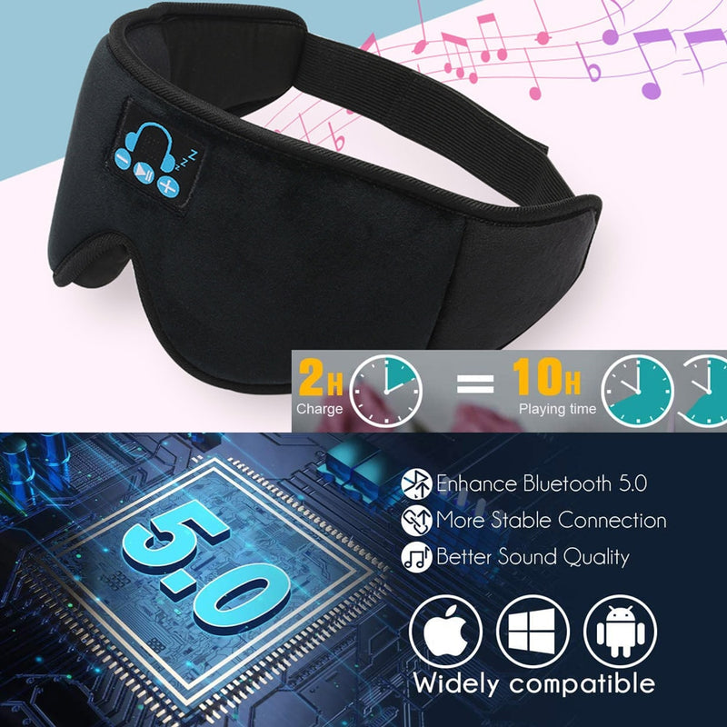 New 3D wireless music headphone sleep breathable smart eye mask Bluetooth headset call with mic for IOS Android