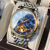 OLEVS Men's Watch Automatic Mechanical Watch Stainless Top Brand Luxury Moon phase SkeletonTourbillon Wristwatch
