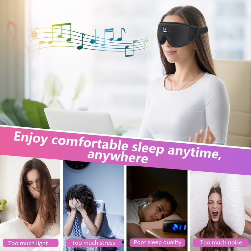 New 3D wireless music headphone sleep breathable smart eye mask Bluetooth headset call with mic for IOS Android