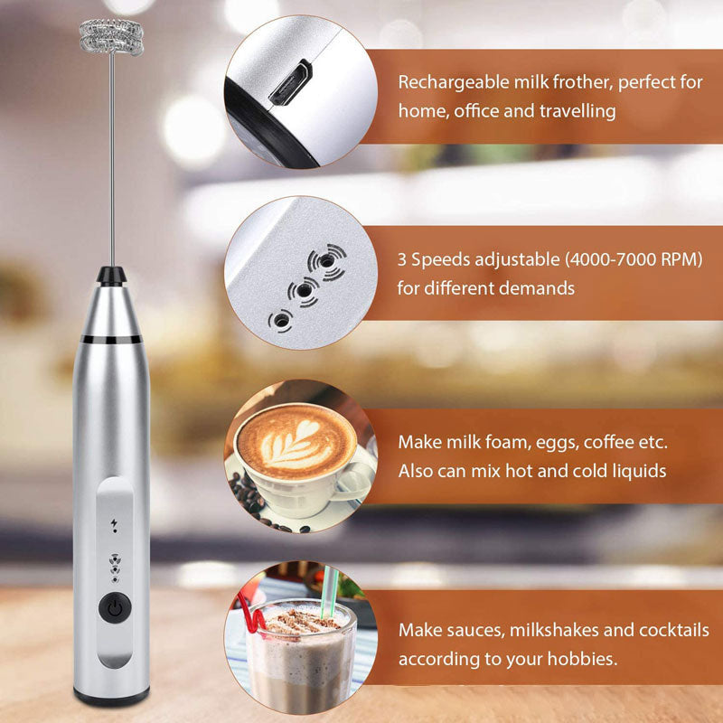 Electric Milk Frothers Handheld Wireless Blender USB Mini Coffee Maker Whisk Mixer Cappuccino Cream Egg Beater Food Blender