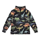 Two Piece Thermal Underwear Black With Dinosaur Print For Kids Winter Cold Season