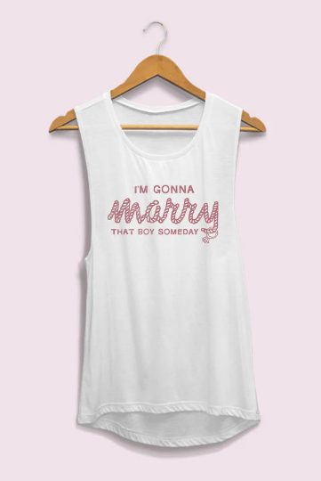 " I'm Gonna Marry That Boy Someday" /  " She's In Love with the Boy " - Bachelorette Party Flowy Muscle Tank Tops