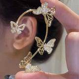 2 pcs Sparkling Crystal Earrings Butterfly Design Fashion Accessories
