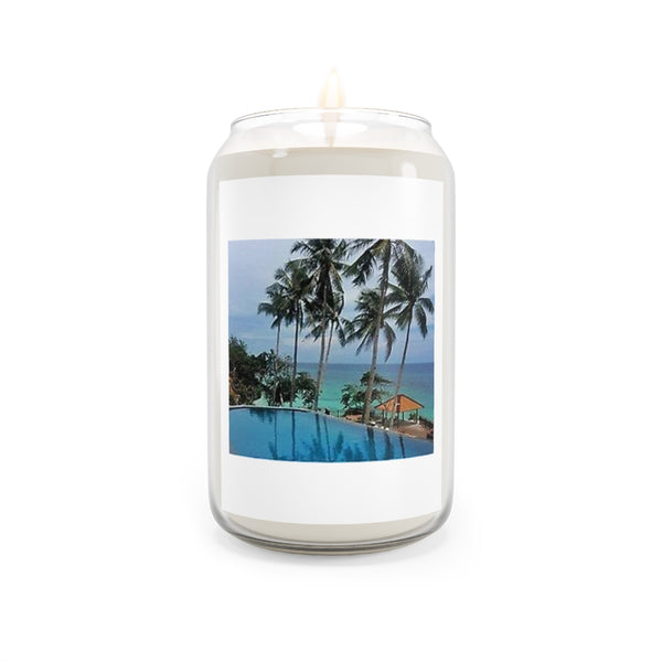 " Beautiful Scenery " Design Scented Candle, 13.75oz Holiday Gift Birthday Gift Comfort Spice Scent, Sea Breeze Scent, Vanilla Bean Scent Home Decor