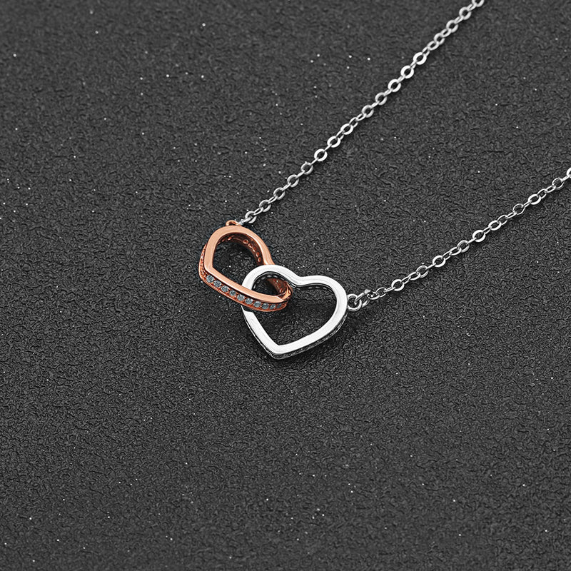 18K White Gold Plated Double Heart Double Love Necklace