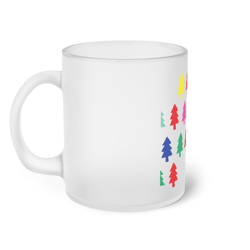 " Colorful Christmas Tree " Design Frosted Glass Mug Birthday Gift Holiday Gifts Coffee Tea Home Decor