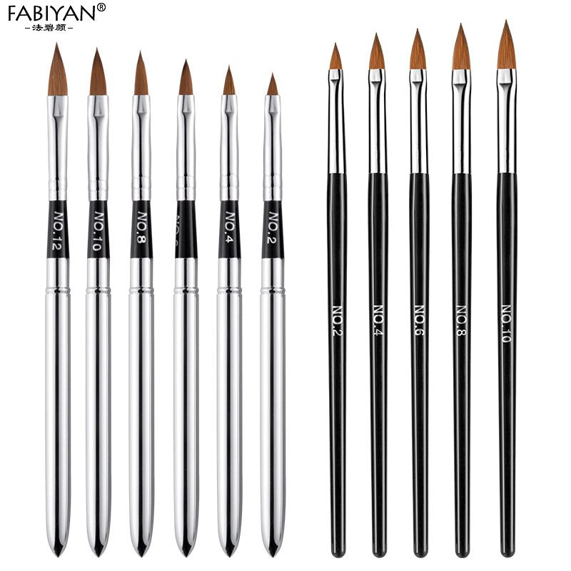 5Pcs/set 11/13/15/17/19mm Nail Art Crystal Brush UV Gel Builder Painting Dotting Pen Carving Tips Manicure Salon Tools