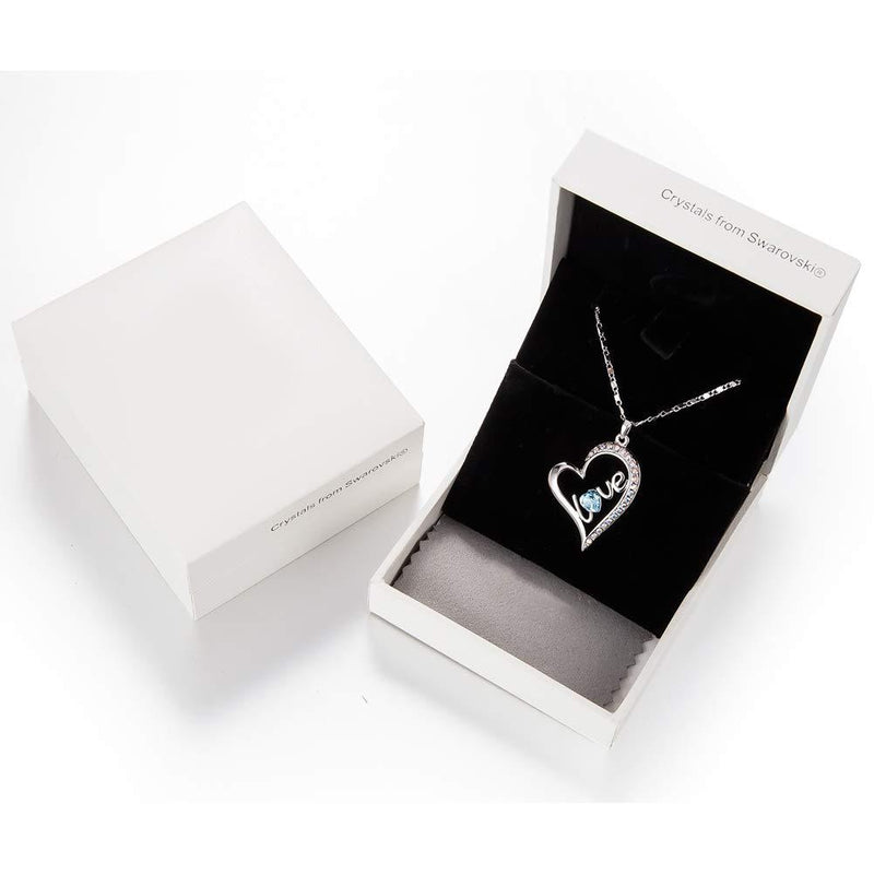 Blue Elements Classic Love Heart Necklace in 14K White Gold Plating