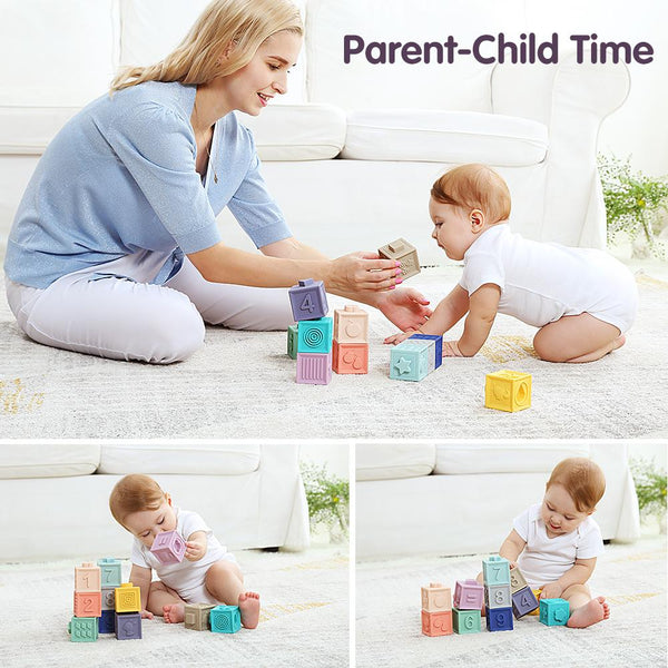 Soft and Durable, Easy to Squeeze and Stack Baby Building Blocks
