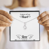 CARD#62- " A Piece Of My Heart " 18K White Gold Plated Ribbon Love Necklace made with Crystals