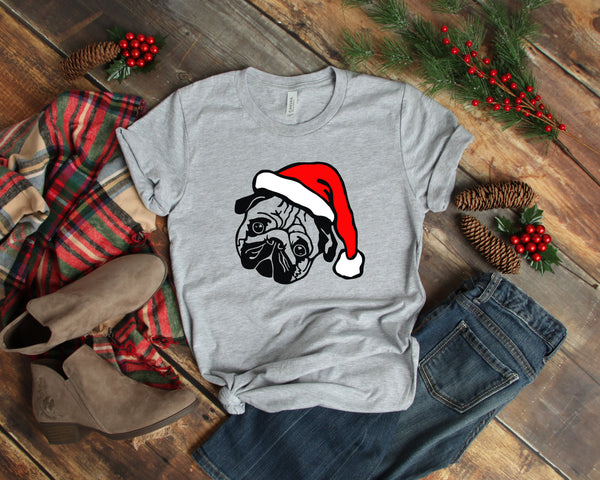 Santa Pug Dog Lover Christmas Short Sleeve Shirt