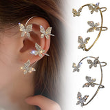2 pcs Sparkling Crystal Earrings Butterfly Design Fashion Accessories
