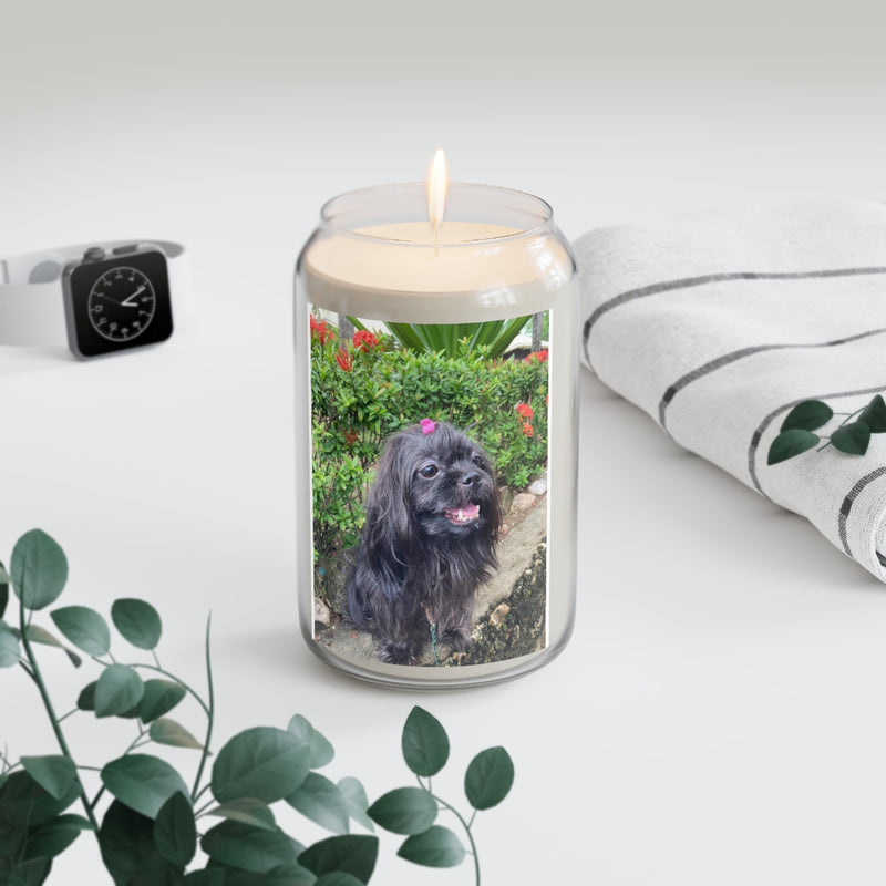 " Cute Black Dog " Design Scented Candle, 13.75oz Holiday Gift Birthday Gift Comfort Spice Scent, Sea Breeze Scent, Vanilla Bean Scent Home Decor