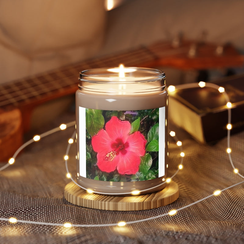 " Gumamela Flower " Design Scented Candles, 9oz Holiday Gift Birthday Gift Comfort Spice Scent, Sea Breeze Scent, Vanilla Bean Scent Home Decor