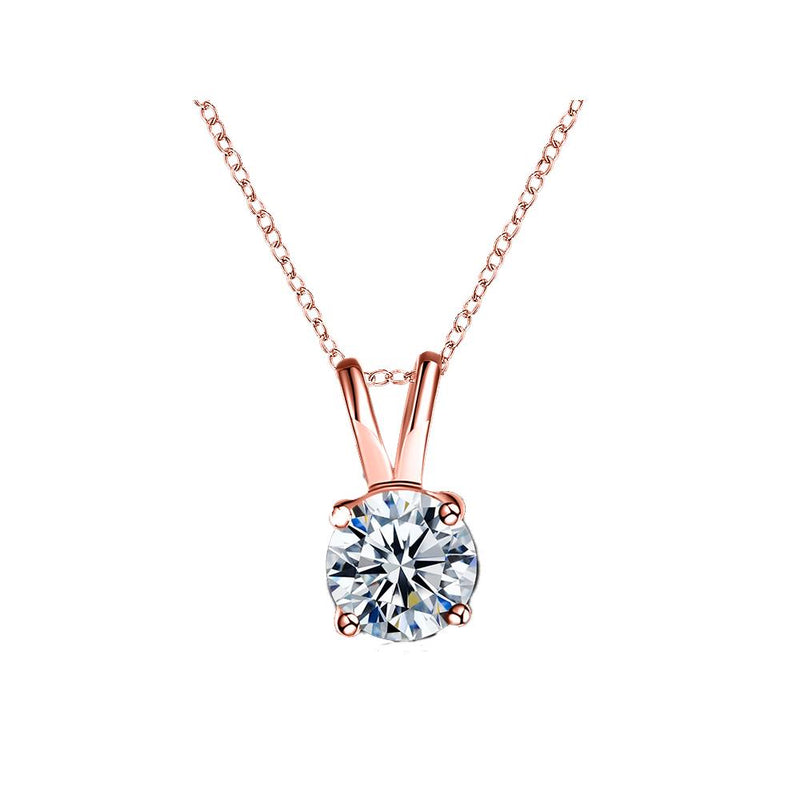 18K Rose Gold Plated Classic Solitaire Necklace "I Love You To The Moon & Back" Valentines Card Message